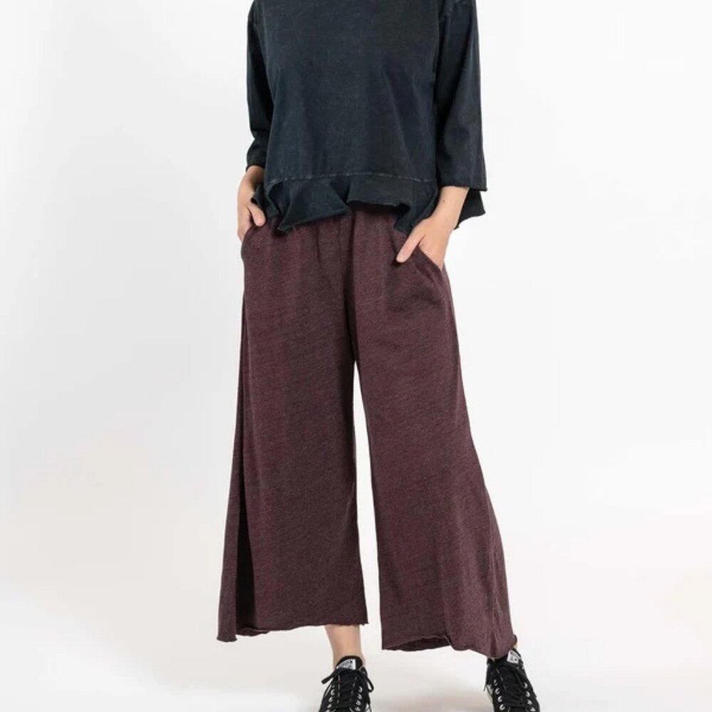 Cynthia Ashby Dark Copper Bronze Brown Wide Leg Culottes Palazzo Pants W36 Silk?